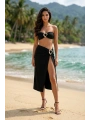 Alesbutik Siyah Metal Tokalı Straplez Bikini ve Pareo Seti