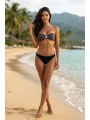 Alesbutik Siyah Toka Detaylı Desenli Straplez Brazilian Bikini