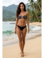 Alesbutik Siyah Toka Detaylı Desenli Straplez Brazilian Bikini