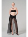 Alesbutik Siyah Toka Detaylı Straplez Bikini ve Tül Etekli Plaj Takımı