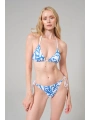 Doğal Mercan Formu Bağlamalı Üçgen Bikini Takımı