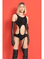 SİYAH CEP DETAY TÜL ELDİVENLİ BODYSUİT