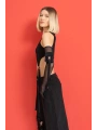 SİYAH CEP DETAY TÜL ELDİVENLİ BODYSUİT