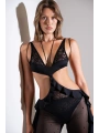 Siyah Volan Detaylı Dantelli Bodysuit 102433