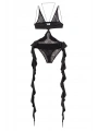 Siyah Volan Detaylı Dantelli Bodysuit 102433