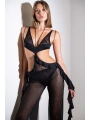 Siyah Volan Detaylı Dantelli Bodysuit 102433