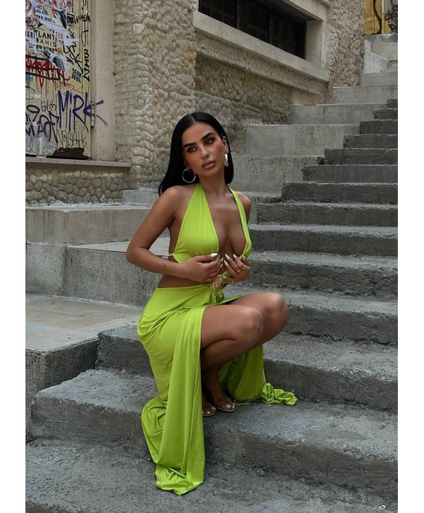 2038 Toka Detaylı Elbise