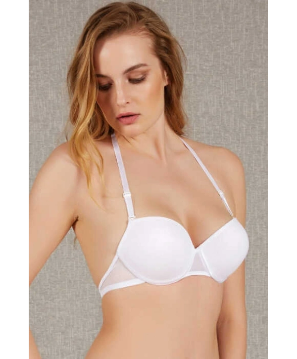 Kadın Balenli Desteksiz Dolgulu Askıları Çıkabilen Sırtı Şeffaf Sırt Dekoltesi Sütyeni (3747)