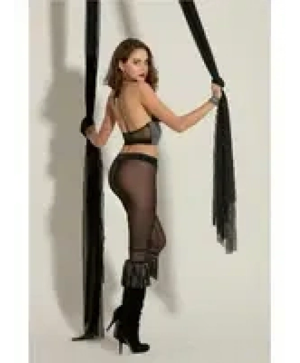 Transparan Bustiyer Pantolon ve Simli Bileklik Takım 6054