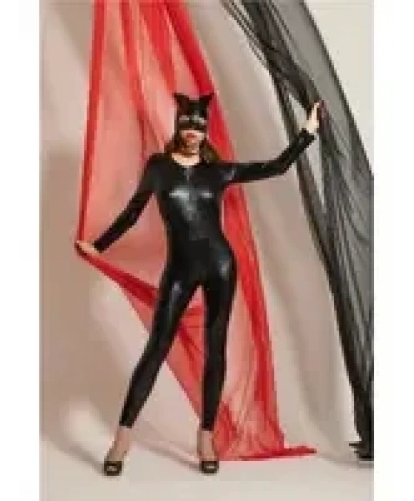 Deri Kedi Kız Kostümü 6330