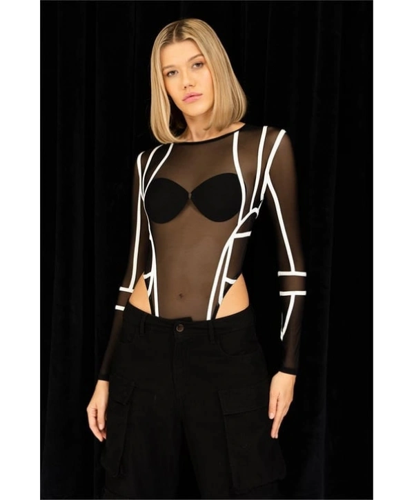 Alesbutik Siyah Serit Detaylı Bodysuit