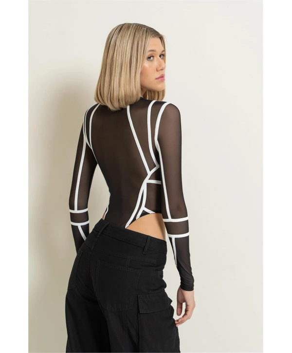 Alesbutik Siyah Serit Detaylı Bodysuit