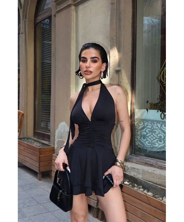 Alesbutik Boyundan Bağlamalı Elbise