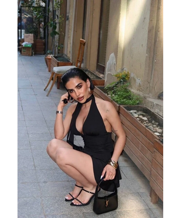 Alesbutik Boyundan Bağlamalı Elbise
