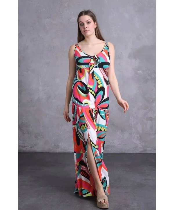 ALESBUTİK ASKILI UZUN ELBİSE