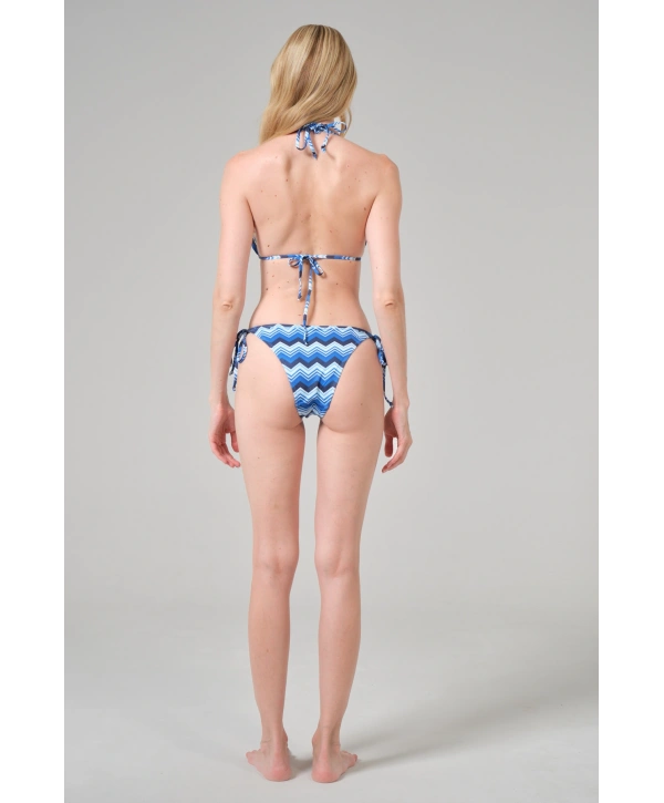 Alesbutik Dalga Desenli Bağlamalı Üçgen Bikini Takımı