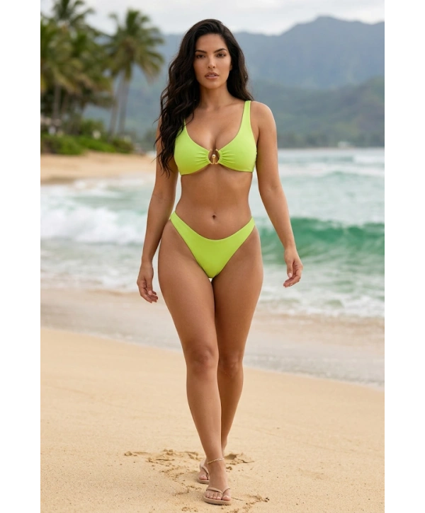 Alesbutik Halka Detaylı Yeşil Bikini