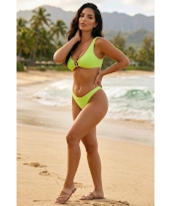 Alesbutik Halka Detaylı Yeşil Bikini