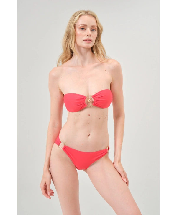 Alesbutik Kırmızı Halka Detaylı Straplez Bikini