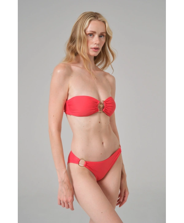 Alesbutik Kırmızı Halka Detaylı Straplez Bikini