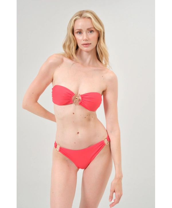 Alesbutik Kırmızı Halka Detaylı Straplez Bikini