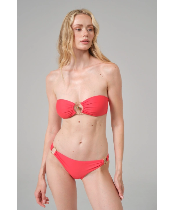 Alesbutik Kırmızı Halka Detaylı Straplez Bikini