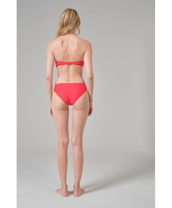 Alesbutik Kırmızı Halka Detaylı Straplez Bikini