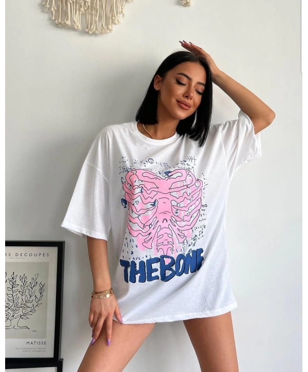 desenli oversize tişört