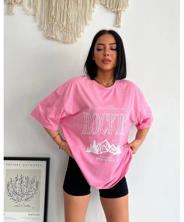 desenli oversize tişört