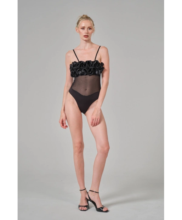 güllü Fırfırlı Bodysuit