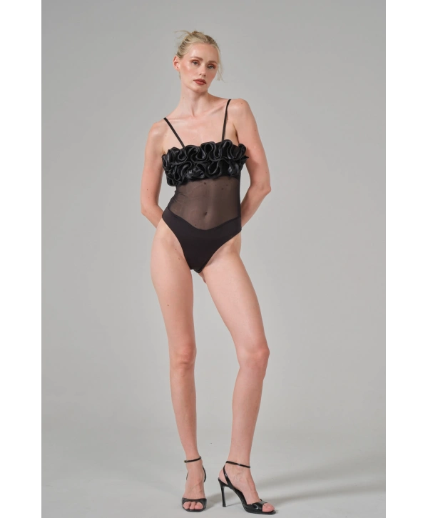 güllü Fırfırlı Bodysuit