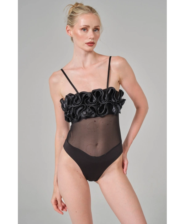 güllü Fırfırlı Bodysuit