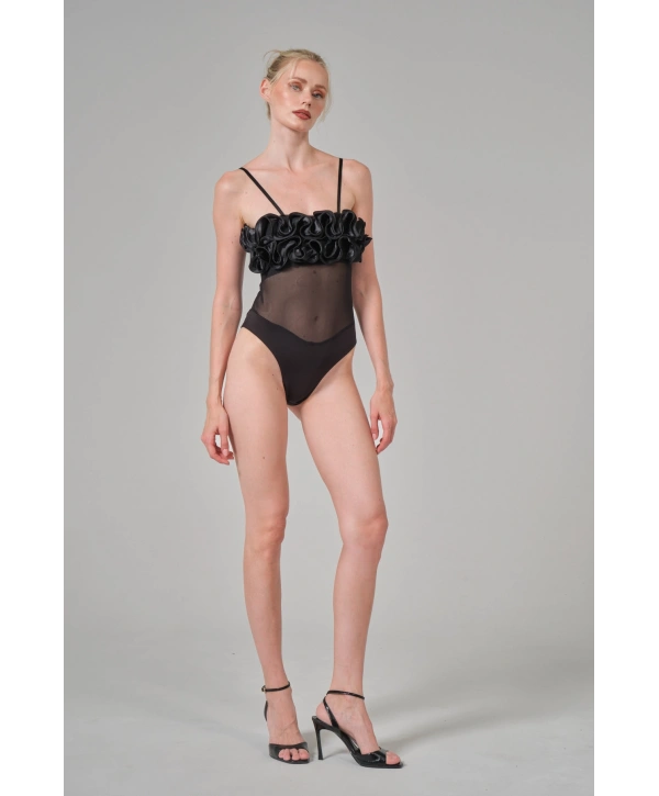 güllü Fırfırlı Bodysuit
