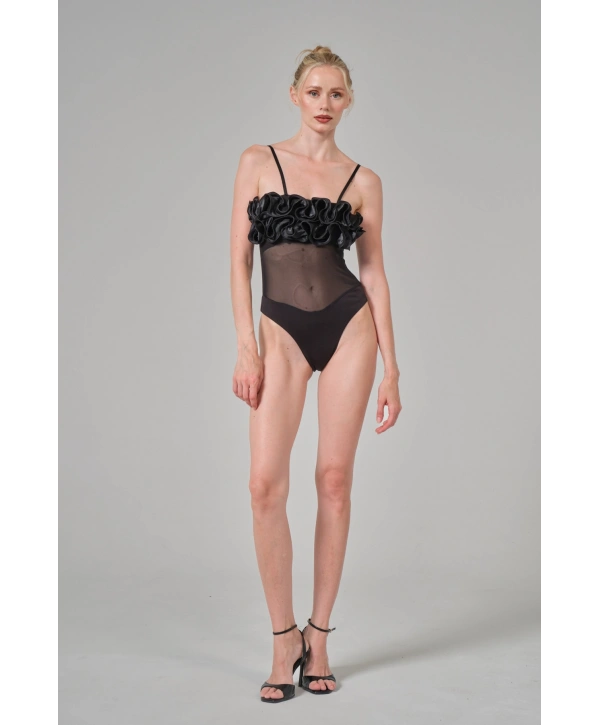 güllü Fırfırlı Bodysuit