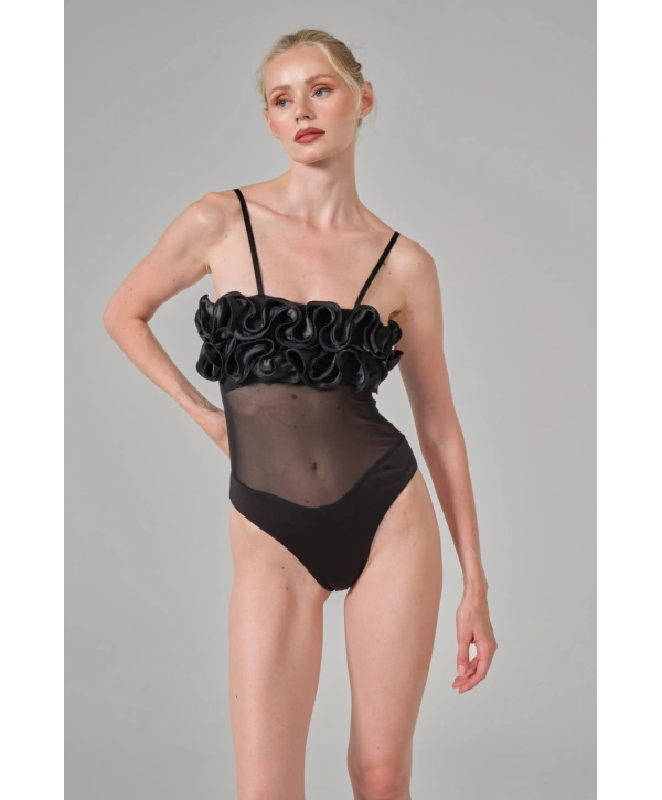 güllü Fırfırlı Bodysuit