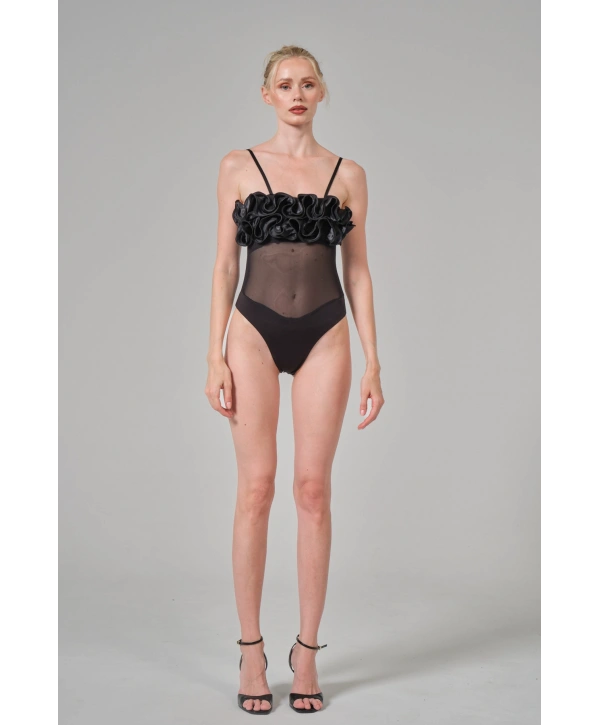 güllü Fırfırlı Bodysuit