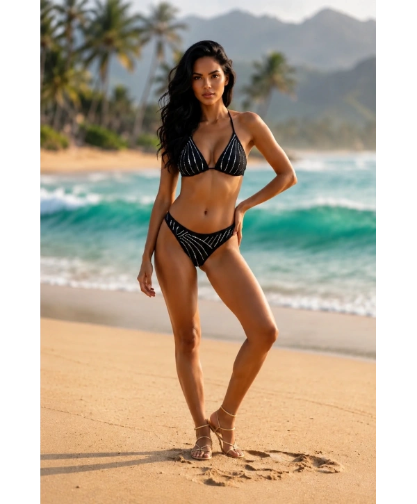 İşlemeli bikini takımı