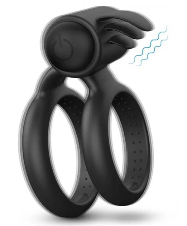 Klitoris Uyarıcılı Çift Halkalı Titreşimli Penis Halkası