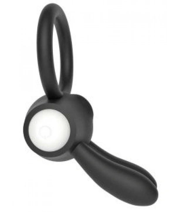 KLİTORİS UYARICILI TİTREŞİMLİ SİLİKON PENİS HALKASI -SİYAH