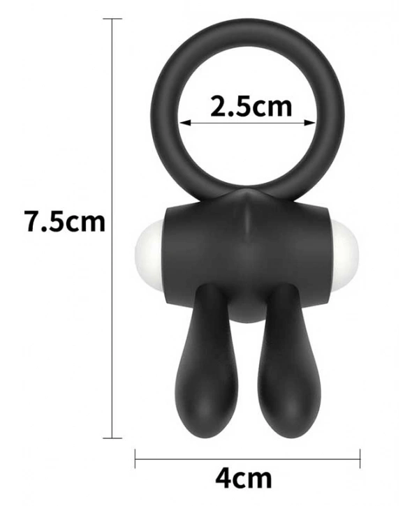 KLİTORİS UYARICILI TİTREŞİMLİ SİLİKON PENİS HALKASI -SİYAH