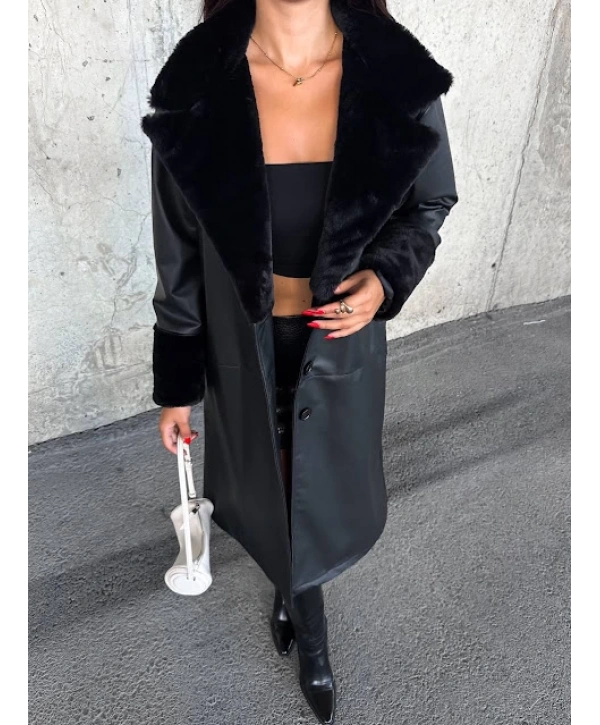 kürklü deri trençkot