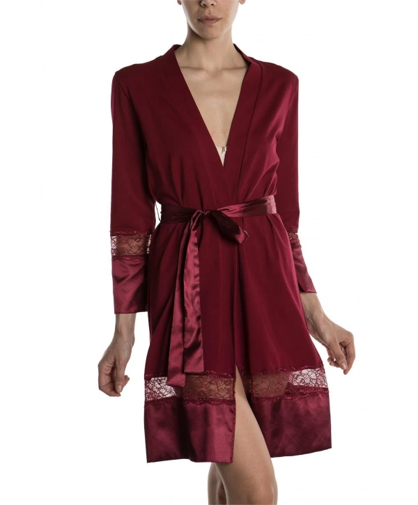 Miorre Saten Dantel Detaylı Pamuklu Penye Sabahlık