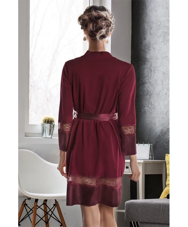 Miorre Saten Dantel Detaylı Pamuklu Penye Sabahlık