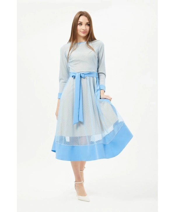 SIFIR YAKA TÜLLÜ ELBİSE