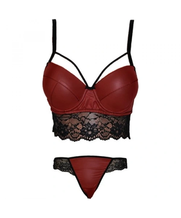 VENÜS V515 Destekli Dantel Detaylı Deri Sütyen Takımı