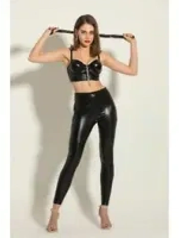 Deri Fermuarlı Bustiyer Fermuarlı Pantolon Takım 6324