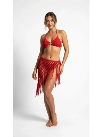 Alesbutik Kırmızı El Örgüsü Bikini Takım
