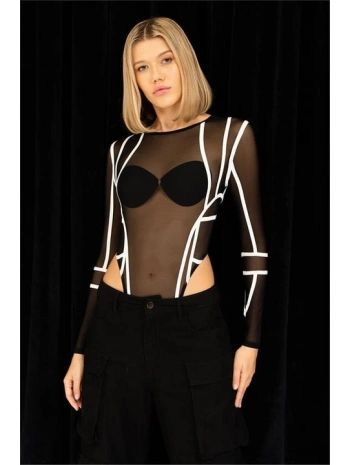 Alesbutik Siyah Serit Detaylı Bodysuit