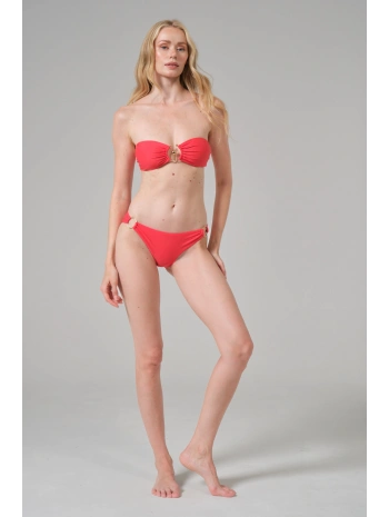 Alesbutik Kırmızı Halka Detaylı Straplez Bikini