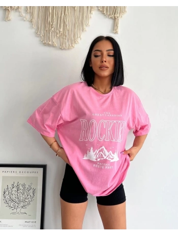 desenli oversize tişört